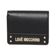 Love Moschino Svart Plånbok med Guldlogotyp Black, Dam