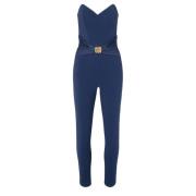 Elisabetta Franchi Stilren Jumpsuit Blå Oltremare Blue, Dam