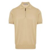 Canali Polo Skjorta med dragkedja i bomull Beige, Herr