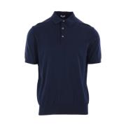 Caruso Blå Polo T-shirt med Ribbade Detaljer Blue, Herr