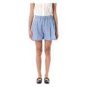 Marni Blårandiga Veckade Shorts Blue, Dam