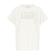 Maison Margiela Vit T-shirt med numeriskt logotryck Beige, Herr