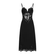 Dolce & Gabbana Svart Blommig Spets Sweetheart Klänning Black, Dam