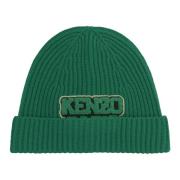 Kenzo College Patch Ullstickad Mössa Green, Herr