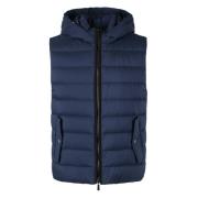 Moorer Huva Bodywarmer med mockainsatser Blue, Herr