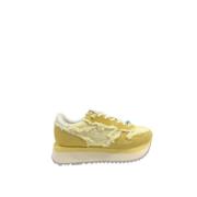 Sun68 Canvas Frans Hög Topp Sneakers Yellow, Dam