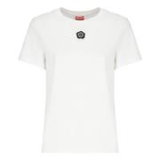 Kenzo Vit T-shirt med Boke Flower-patch White, Dam