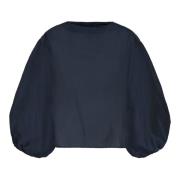 Emporio Armani Puffärm Blus Bakre Slits Hem Blue, Dam