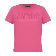 Versace Jeans Couture T-shirt med skimrande applikationer Pink, Dam