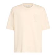 Ami Paris Beige Bomull T-shirt med Frontlogo Beige, Herr