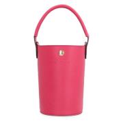 Longchamp Läder Bucket Bag med Snap Stängning Pink, Dam