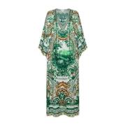 Camilla Sidens V-ringad Kaftan med band Green, Dam