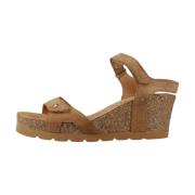 Panama Jack Platform Wedge Sandals Brown, Dam