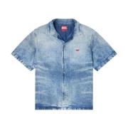 Diesel Indigo Snap Button Skjorta Stilig Blue, Herr