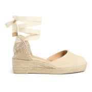 Castañer Carina - bomulls espadriljer med snörning och 5 cm kilklack. ...