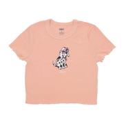 Obey Dalmation Eyes Cropped Tee Peach Sand Pink, Dam