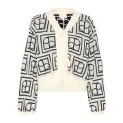 Soaked in Luxury Monogram Cardigan Vit Svart Stickad White, Dam