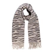 Pieces Zebra Print Halsduk med Fransar Beige, Dam