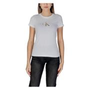 Calvin Klein Jeans Logo Print Rund Hals T-shirt White, Dam