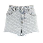 Alexander Wang Tryckta denim shorts för kvinnor Blue, Dam