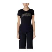 Guess Svart Rund Hals T-shirt Black, Dam