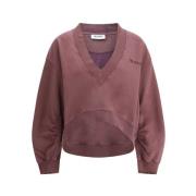 The Attico Modern V-ringad Cropped Sweatshirt Purple, Dam