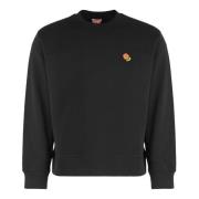 Kenzo Räfflad Bomull Crew-Neck Sweatshirt Black, Herr