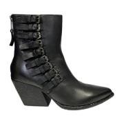 Elena Iachi Svarta läder Texan ankelboots Black, Dam