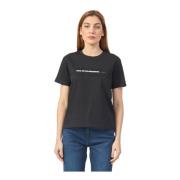 Patrizia Pepe Svart Bomull T-shirt med Slogans Black, Dam