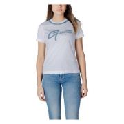 Guess Stilren Tryckt Bomullst-shirt White, Dam