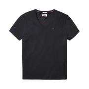 Tommy Jeans Svart Bomull Kortärmad T-shirt Black, Herr