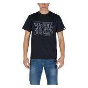 Replay Crew Neck T-Shirt Blue, Herr