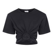 Magda Butrym Crop T-shirt i Trendig Stil Black, Dam