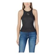 Guess Svart Ärmlös Tank Top med Rund Hals Black, Dam