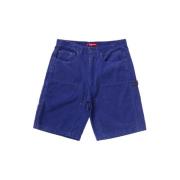 Supreme Blå Dubbel Knä Shorts Blue, Herr