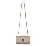 Versace Vadderad läder crossbodyväska med kedja Beige, Dam