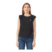 Patrizia Pepe Svart Ärmlös Bomull Logo T-shirt Black, Dam