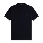 Fred Perry Slim Fit Plain Polo Navy & Burnt Red Black, Herr