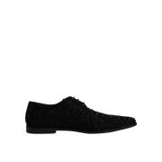 Dolce & Gabbana Svart dekorerade mocka Derby formella skor Black, Herr