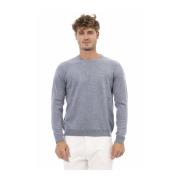 Alpha Studio Lyxig Ullblandning Crew Neck Sweater Gray, Herr