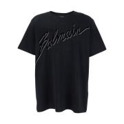 Balmain Svart Logotyp T-shirt Bomull Man Black, Herr