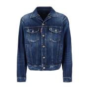 Dsquared2 Blå Denimjacka med Distressed Effekt Blue, Herr