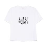 Liu Jo T-shirt med strass och rund hals White, Dam