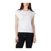 Pepe Jeans Vit Print Rund Hals T-shirt White, Dam