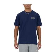 New Balance Blå Bomull Crew Neck T-shirt Blue, Herr