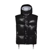 Khrisjoy Svart Puffer Vest med huva Black, Dam