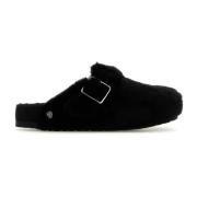 Birkenstock Shearling Boston Slippers Black, Herr