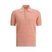 Brunello Cucinelli Räfflad Krage Polo Tröja Pink, Herr