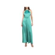 PINKO Elegant Maxi Klänning med Cirkulär Krage Green, Dam