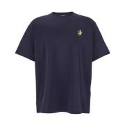 JW Anderson Blå Logo Broderad Crewneck T-shirt Blue, Herr